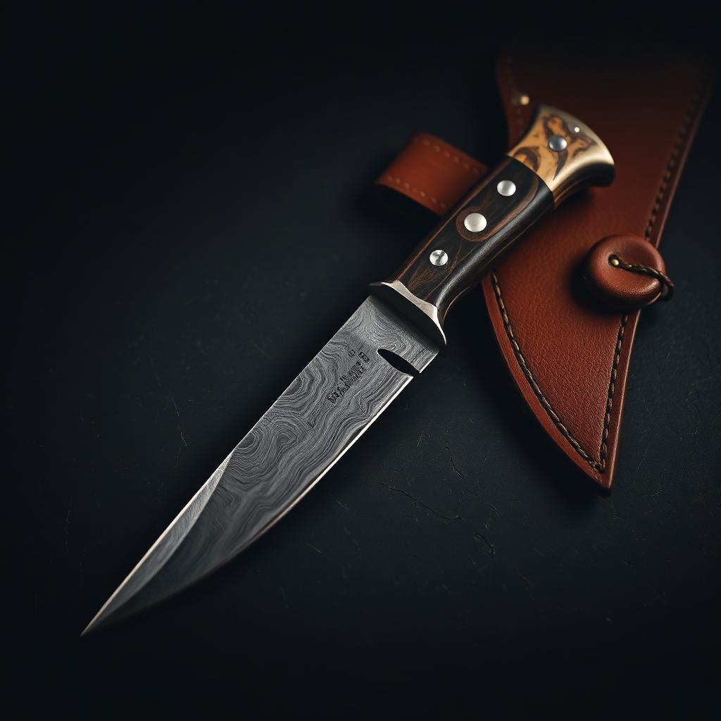 The Hunter — Damascus · Walnut · Brass